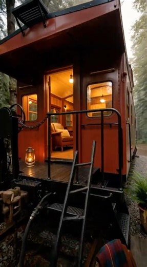 Abandoned Train Caboose Transformed into a Luxury Forest Retreat 🚂✨