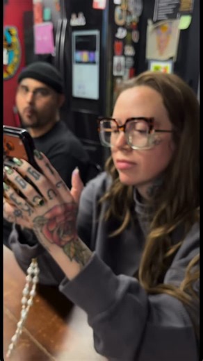 Satori Tattoo “ Hands down the best in town” | Small birds, fine line script, and Chris’s butt—just another day at the office. | Instagram