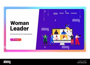 businesswomen having online conference meeting mix race business women discussing during video call with colleagues on monitor screen horizontal portrait vector illustration Stock Vector Image & Art - Alamy