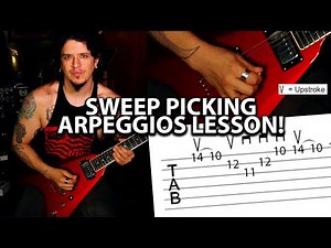 Sweep Picking Arpeggios Step by Step LESSON / TUTORIAL - Charlie Parra