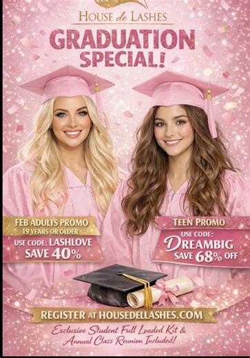 🎓Let’s congratulate our January 2026 House De Lashes Alumni 🎓 These amazing artists have officially completed our 30-Hour Arizona Board-Approved Lash Program and are now ready to spread their wings 🦋 Congratulations on all your success you did it! Welcome to the beauty industry, Arizona Licensed Lash Techs 📣 Now Enrolling – February Lash Licensing Class 🗓 Feb 7, 8 & 9 💖 Save 40% with code LASHLOVE (Ages 19 ) 💫 Teen Promo (16–18): Save 68% with code DREAMBIG 🔗 Register at housedelashes.co