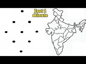 Turn 3x3 dots into India 🇮🇳 map drawing easy I How to draw India map drawing easy for beginners