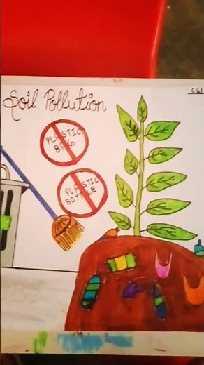 drawing of a soil pollution