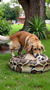 Golden Retriever Mom Saves Child From Python Entanglement