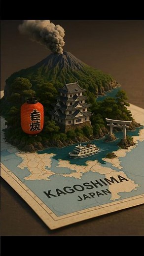 Kagoshima in 3D! 🇯🇵🔥 Stunning Miniature Diorama of Sakurajima Volcano & Castle #Shorts #Japantravel