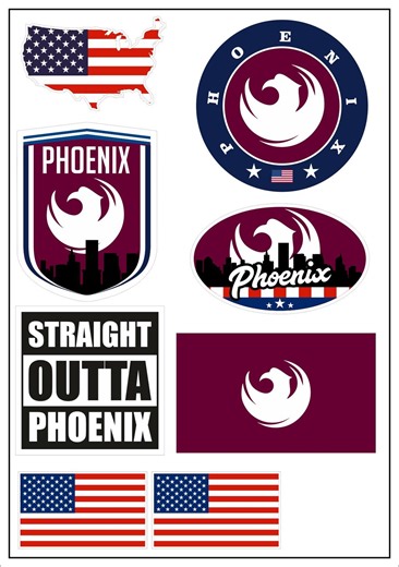 Houston Sticker Map 8 Pieces - USA Car Motorcycle Biker Flag Sticker Decal Vinyl ST