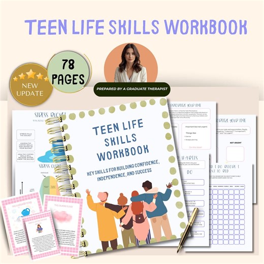 Teen Therapy Workbook - 76 Pages of Effective Coping Strategies, Reflective Questions and Life Skills. CBT. Therapist Workbook. Self-care - Etsy