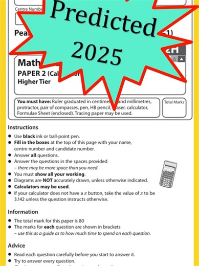 Predicted Maths GCSE Edexcel Papers 2025