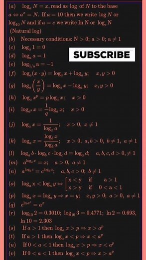 all formulas related to "log"