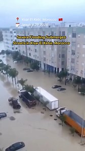 Morocco Floods Shock Ksar El Kebir | Streets Turn Into Rivers After Heavy Rain Severe urban flooding has affected Ksar El Kebir in Morocco after heavy rainfall on January 29, 2026. Videos from the scene show residential areas and city roads submerged, with multiple vehicles trapped or stranded in deep floodwater. The flooding appears to be caused by intense rain overwhelming local drainage systems. As of now, no official reports confirm casualties or injuries. Authorities and weather monitoring 