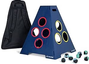 Caliber Games TowerBall Bundle - Backyard, Lawn, Beach & Tailgate Game - Great for All Ages & Group Sizes - Includes Collapsible Tower, 8 Balls (4 Green and 4 Blue), and a Premium Backpack