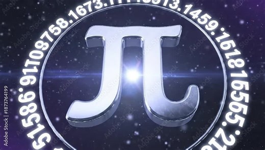 Pi symbol with numbers rotating in a circle, representing the mathematical constant.