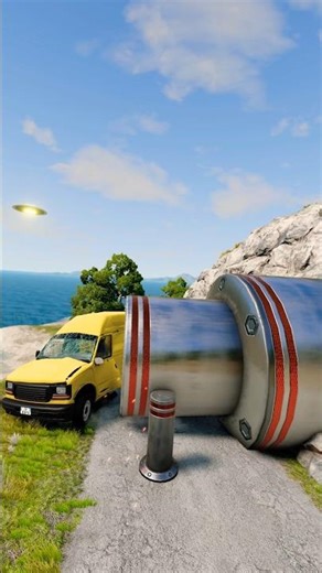 Cars and school Bus Vs Gaint pit bollard! Beamng drive crash #beamngdrive