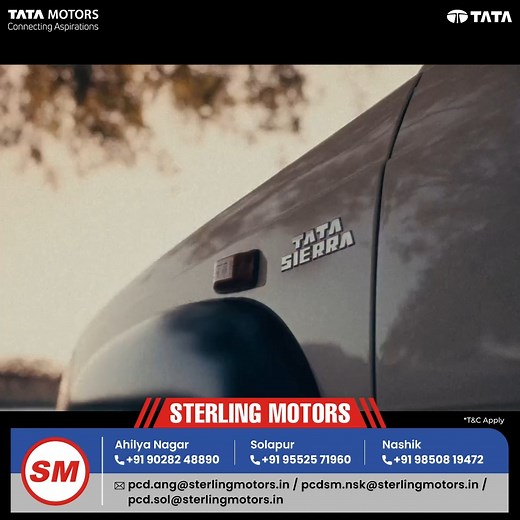 The icon is ready to rise again. Witness history unfold tomorrow . To know more call us at: 91 74474 45875 / 95525 71960 / 98508 19472 . . #SterlingMotorsPV #Sierra #TataSierra #TheLegendReturns | Sterling Motors Solapur