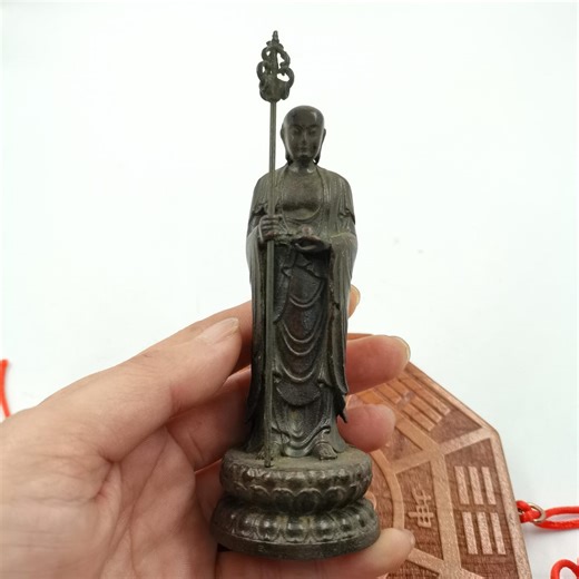Japanese Bronze Jizo Statue Mini Buddhist Monk Sculpture Altar Decor - Etsy