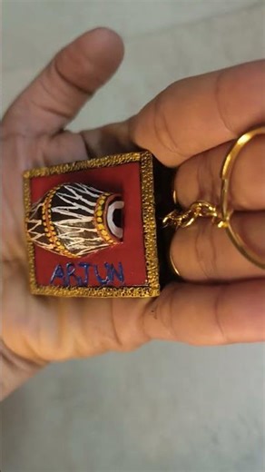 mridhangam themed terracotta keychain