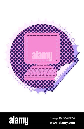 bobbing motion animation of computer circular peeling sticker illustration Stock Video Footage - Alamy