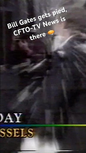 Bill Gates gets Pied, CFTO-TV News is there (1998)
