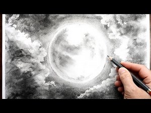 Full moon drawing tutorial for beginners with pencil #pencildrawing #moonlight #drawing 🌕✏️