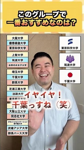 このグループで一番おすすめなのは？ #コバショー #大学受験 #shorts #千葉大学 ＃群馬パース大学