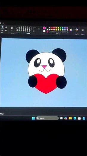 How to draw Beautiful Panda🐼 drawing on computer using Ms paint.#shorts #art
