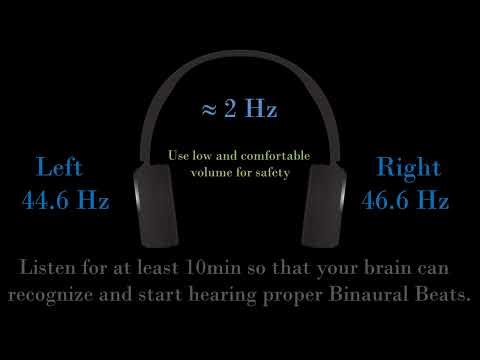 2 Hz Delta Binaural Beats pure tone (44.6 Hz - 46.6 Hz)