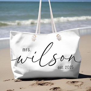 Personalized Bride Beach Bag Custom Bride Tote Newlywed Honeymoon Bag Mr and Mrs Gift Bag Bachelorette Weekend Tote Wedding Anniversary Gift - Etsy