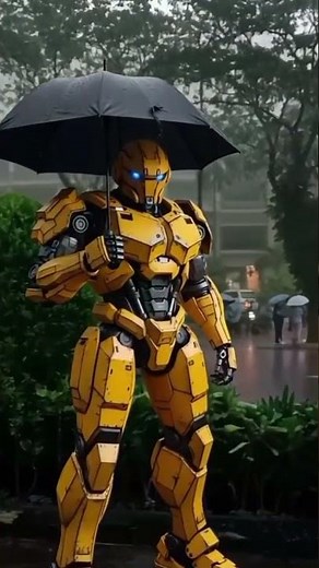 RobotMan Berpayung Kehujanan Dikeramaian