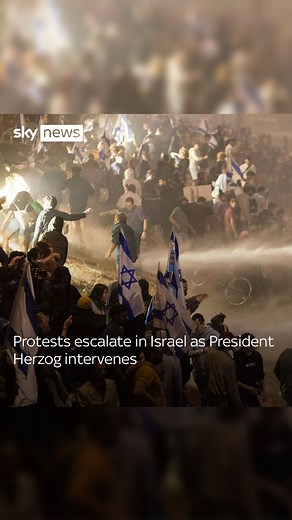 36K views · 146 reactions | President Isaac Herzog has called on Benjamin Netanyahu to “stop the legislative process immediately” following further demonstrations in Israel’s cities, some involving violent clashes | Sky News | Facebook