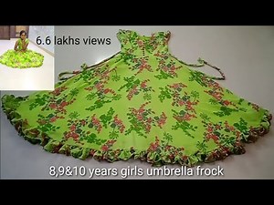 #8,9&10 years girls design umbrella frock citting&and stitching in telugu how to make umbrella frock