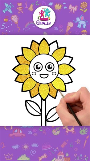Sunflower Drawing For Kids 🌻✨ #shorts #howtodraw #sunflower