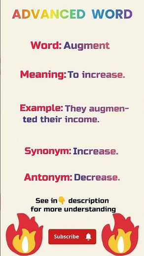📚 Learn Advanced Word "Augment" in 10 seconds only || #advancedenglish #example #synonyms #antonyms