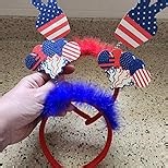 Thuodo 12 Pieces 4th of July Headbands Patriotic Party Accessories Uncle Sam Hat USA Flag Balloons Hair Decorations for Independence Day Memorial Day