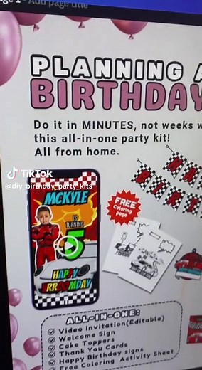 Moms, this Car Birthday Kit will save your sanity! 🏁🚗 Planning a car-themed birthday party? 🛠️ Skip the store runs and save your time — this Printable Car Birthday Party Kit has everything you need to throw an awesome party right at home! Perfect for busy moms, last-minute planning, and budget-friendly birthdays. Just download, customize, and print — it’s that easy! 🖨️🎉 What’s inside: 🚗 Editable race car video invitation (via Canva) 🏁 Printable “Happy Birthday” banner 🎂 Race car cake top
