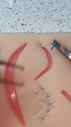 Simple running stitch🪡 #suture #medtok #medicalstudent #suturepractice #medstudent #fyp #med