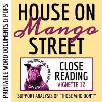 House on Mango Street Close Reading Analysis Worksheet & Key | Those Who Don't