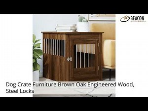 Dog Crate Furniture Brown Oak Engineered Wood Steel Locks