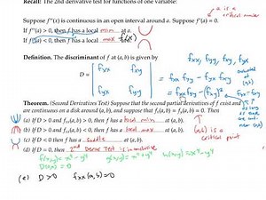 The Second Derivatives Test