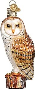 Old World Christmas Barn Owl Glass Blown Ornament for Christmas Tree, Handcrafted Holiday Decoration, Owl Collection