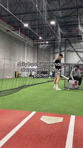 safety first in the batting cage 😂