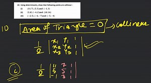 Using determinants, show that following points are collinear:(... | Filo