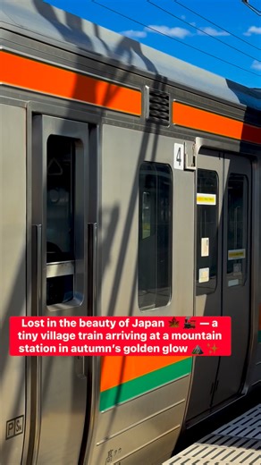 Lost in the beauty of Japan 🍁🚂 — a tiny village train arriving at a mountain station in autumn’s golden glow 🏔️✨ #Japan #TuesdayVibes #AutumnMagic #VillageTrain #HalloweenSafety #Amazing #smallvillage #trains #station | Nippon Atarime