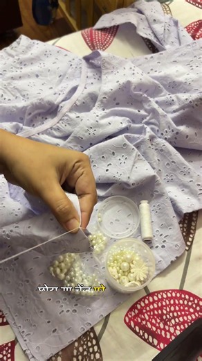 DIY Pearl Sleeve Design | Plain Suit Makeover 🤍 #fashion #cottonsuit #custmized
