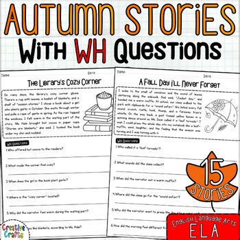 Autumn/Fall ELA WH Questions Short Stories - Speech Therapy - Listening