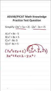 Subtracting Polynomials and Combining Like Terms: ASVAB/PiCAT Math Knowledge Practice Test Question