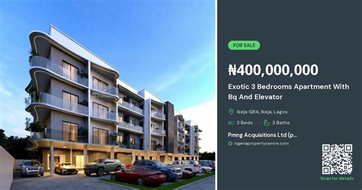 For Sale: Exotic 3 Bedrooms Apartment With Bq And Elevator, Ikeja GRA, Ikeja, Lagos - ₦400,000,000