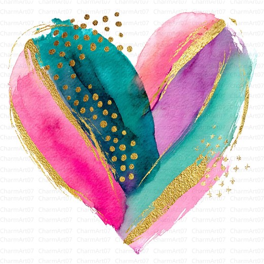 25 Abstract Heart Clipart Bundle , Valentine's Day Heart, Abstract Boho Art, Printable Watercolor, High-quality Jpgs, Junk Journal, Craft - Etsy