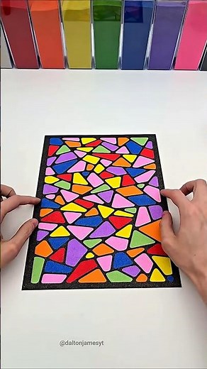 ASMR Satisfying Sand Art - Vibrant Stained Glass Mosaic Pattern (No Talking)
