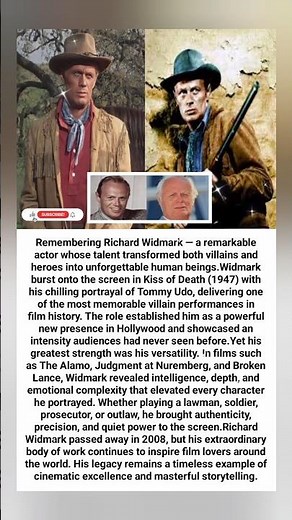 The Actor Who Made Villains Unforgettable 🎬🔥 | Remembering Richard Widmark #s #viral #trending