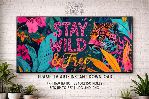 Frame TV Art | Pink Leopard Dopamine Decor Maximalist Summer Tropical Decor | Art Mode Screensaver | Samsung 4K - Etsy